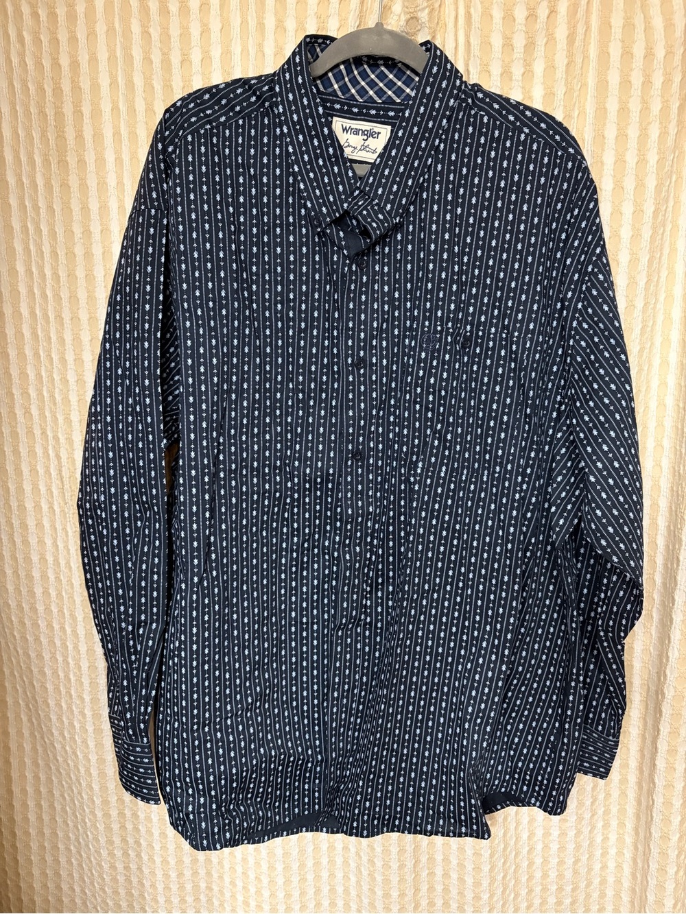 Wrangler George Strait Navy Shirt with Light Blue Pattern